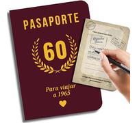 EQUIK PRODUCTS Tarjeta cumpleaños 60 años | 60 cumpleaños hombre, 60 cumpleaños mujer | Libro para firmar 60 cumpleaños, Libro de firmas 60 cumpleaños | Año 1965 | Pasaporte para viajar a 1965