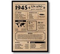 EQUIK PRODUCTS Tarjeta Felicitación Cumpleaños 1945 | Regalo Original Hombre y Mujer | Año de Nacimiento 1945 | Póster Vintage con Datos Curiosos | Cartel Decoración Fiesta (1945)