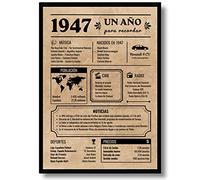 EQUIK PRODUCTS Tarjeta Felicitación Cumpleaños 1947 | Regalo Original Hombre y Mujer | Año de Nacimiento 1947 | Póster Vintage con Datos Curiosos | Cartel Decoración Fiesta (1947)