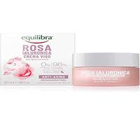 Equilibra Crema facial de color rosa hialurónico antienvejecimiento a base de extracto de rosa damascena y ácido hialurónico, hidratante y suavizante, absorción rápida, sin uñas, 50 ml