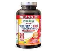 Equilibra Vitamina C de Alta Dosis 1000 mg, Liberación Prolongada Hasta 6 Horas, Vegano, 180 comprimidos, 6 Meses, Para el Funcionamiento Normal del Sistema Inmunitario, Sin Gluten, Sin Lactosa
