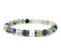 Equilibrio y Sens Pulsera FLUORITE Arco Iris auténticas perlas naturales de grado alto AAA 8 mm Unisex Fabricación artesanal francesa por Mtre Reiki, One Size, Piedra Silicona Cristal Piedra silicona