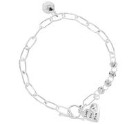 equilibrium Pulsera de cadena chapada en plata contemporánea con dije de corazón Love You Mum, adornos de cristal, cierre de barra en T