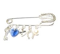 Equilibrium - Recuerdo de boda bañado en plata con diseño de pasador de novia, color azul