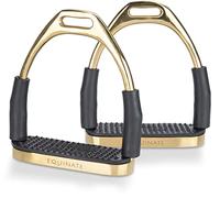 Equinate Estribos de seguridad Fremont 10 cm oro - con superficie antideslizante de goma - Estribos para adultos y niños - Alivia los tobillos - 2 unidades