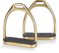 Equinate Estribos Luna 12 cm oro - con superficie antideslizante de goma - para adultos y niños - 2 unidades