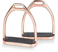 Equinate Estribos Luna 12 cm oro rosa - con superficie antideslizante de goma - para adultos y niños - 2 unidades
