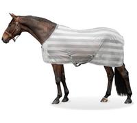 Equinate Manta para moscas Guardian con correas cruzadas y acolchado a la cruz, 145 cm, color gris plata, manta para eccemas, con protección eficaz contra moscas e insectos, manta para caballos, manta