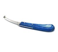 Equine Care Cuchillo de pezuña para diestros, hoja estrecha de acero J2 superafilada, mango ergonómico de hoja, herramienta profesional para cortar y herrar pezuñas de caballo, vaca, cabra,