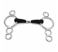 Equine Smile ES0237 - Bocado de 4 anillos con 4 puntas, simplemente roto con goma de acero inoxidable, grosor de 20 mm (14,5 cm)