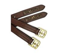 Equine Smile ES5011 - Correa para estribos de piel con piedras brillantes, piel de estribo de alta calidad para doma y saltos, correa elegante para estribos (marrón, 150 cm)