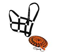Equino con cuerda trenzada para conducir, atar, | Correa de corona ajustable y banda nasal, anillos de conexión de aleación de metal, para el cuidado del caballo y el aseo