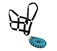 Equino con cuerda trenzada para conducir, atar, | Correa de corona ajustable y banda nasal, anillos de conexión de aleación de metal, para el cuidado del caballo y el aseo