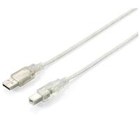 Equip 128650 cable usb 2.0 tipo a a tipo b, 1,8 m , plata transparente