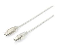 Equip - 128652 Cable USB 2.0 de tipo A macho a tipo B macho, 5,0 m, plateado transparente