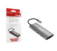 Equip 133490 USB-C 9 en 1 Adaptador Multifunción, HDMI 4K/60Hz, Gigabit LAN, USB 3.2 GEN1, SD/TF, 100 W USB PD