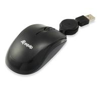 MOUSE EQUIP LIFE OPTICO 2 BOTONES USB CABLE RETRACTIL COLOR NEGRO 1000DPI