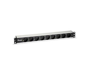 Equip 333292 - Alargador de Cables (9 Tomas, 250 V, 50/60 Hz, 16 A, 1.8 Metros), Plateado y Negro