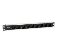 Equip 333292 Power Strip 19 Inch (1HE) 9-Way Schuko 1.8 m Cable Aluminium Shell