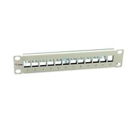 Equip 769330 12-Port Keystone - Panel de conexión blindado (10", Color Gris Claro)
