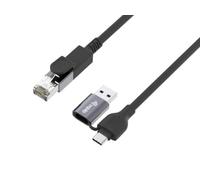 Equip Adaptador GigaBit USB-C+A->RJ45 St/St 3.00 m Negro | USB-C y USB-A, conector RJ45, velocidad GigaBit, longitud de cable de 3 metros, macho/macho
