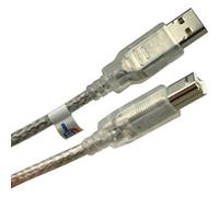 USB 2.0 Kabel A/Stecker - B/Stecker, 5 m, doppelt geschirmt, Silber/transparent
