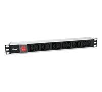 Equip Regleta de 19" (1U, 12 enchufes, con Schuko y interruptor A)