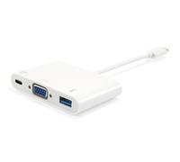 Equip USB-C St -> VGA-/USB-A-BU PD-Adapter 0.15cm White