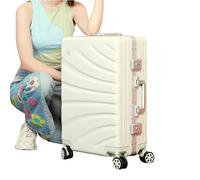 Equipaje con ruedas de viaje Rueda universal silenciosa Maleta con ruedas de viaje con marco de aluminio de gran capacidad, diseño de doble cerradura, equipaje desmontable (blanco 48 * 34 * 22 cm)