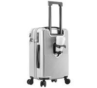 Equipaje con Ruedas Giratorias, Maleta con Compartimento For Ordenador Portátil, Resistente A Caídas Y Presión, Resistente Al Agua Y Al Polvo (Color : Silver(Cupholder), Size : 24)