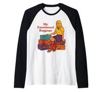 Equipaje de dibujos animados con chica y mi equipaje emocional Camiseta Manga Raglan