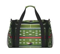 Equipaje de mano con estampado de campo y pelota de fútbol americano para mujeres y hombres, bolsa cruzada de fin de semana para yoga, viajes, imprescindible, Negro -, Talla única