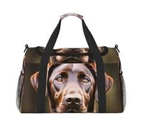 Equipaje de mano con estampado de labrador retriever marrón para mujeres y hombres, bolsa cruzada de fin de semana para yoga, viajes, imprescindible, Negro -, Talla única