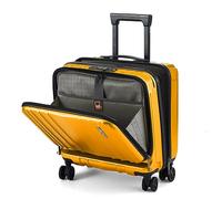 Equipaje de Mano de 16" con 2 Compartimentos para Computadora Portátil, Maleta ABS + PC con Bloqueo TSA de Control Dual, YKK, 4 Ruedas Giratorias Silenciosas, para Viajes de Negocios, Naranja