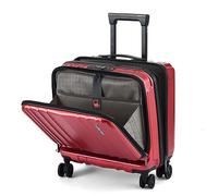 Equipaje de Mano de 16" con 2 Compartimentos para Computadora Portátil, Maleta ABS + PC con Bloqueo TSA de Control Dual, YKK, 4 Ruedas Giratorias Silenciosas, para Viajes de Negocios, Gris Rojo Vino
