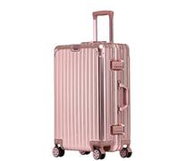 Equipaje de viaje de aluminio con rueda giratoria de 20 pulgadas, maleta familiar de gran tamaño, oro rosa, 24"/61 cm