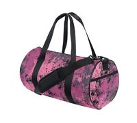 Equipaje de viaje grande retro moteado rosa y negro para fin de semana/durante la noche, para entrenamiento, multifuncional
