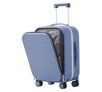 Equipaje Maletas de Equipaje de Mano con Ruedas, Equipaje con diseño de Bolsillo Frontal for Viajes, Negocios, Maletas portátiles con Palanca Ajustable Ligero y Duradero (Color : BLU, Size : 20 Inch