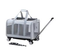 equipaje para mascotas, Transportín de viaje portátil for mascotas con dos compartimentos y ruedas, paneles de malla transpirables fuertes, perfecto for viajar/dar un paseo para viajar al aire libre(C