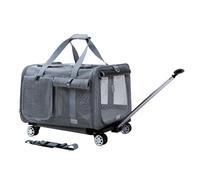 equipaje para mascotas, Transportín de viaje portátil for mascotas con dos compartimentos y ruedas, paneles de malla transpirables fuertes, perfecto for viajar/dar un paseo para viajar al aire libre(C