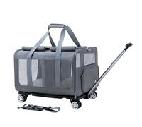 equipaje para mascotas, Transportín de viaje portátil for mascotas con dos compartimentos y ruedas, paneles de malla transpirables fuertes, perfecto for viajar/dar un paseo para viajar al aire libre(C