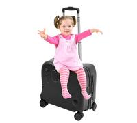 Equipaje para niños - Goma ABS PC 45 x 30 x 20 cm | Maleta de Mano para niños | Equipaje rodante | de Viaje Ligera con Ruedas para Viajes Escolares, Vacaciones y Uso Diario, Black, Consulte la