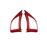 equipamiento interior del coche Botón de para volante coche, embellecedor Interior, pegatina fibra carbono para 500, para Abarth 595, 2010-2015(Rojo)