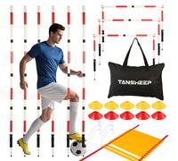 Equipo de bastones de entrenamiento de agilidad de fútbol con bolsa, 6 postes de agilidad, 3 palos horizontales, 1 escalera de agilidad con bolsa, 10 conos de fútbol, equipo de entrenamiento de
