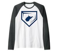 Equipo de béisbol WV Baseball Home Plate Mountain State West Virginia Camiseta Manga Raglan
