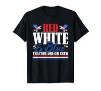 Equipo de Conductor de Tractor con Bandera de Estados Unidos, Color Rojo, Blanco y Azul Camiseta