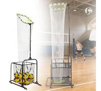 Equipo de entrenamiento de voleibol, ángulo de altura ajustable, portátil con ruedas, bolsa de red de almacenamiento de bolas, para un ajuste preciso en casa o gimnasio