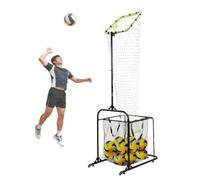 Equipo de entrenamiento de voleibol con red portátil y carrito, opciones de altura ajustables y ángulo de aro objetivo para una mejor práctica
