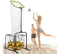 Equipo de entrenamiento de voleibol, red de entrenamiento de voleibol en casa, carrito portátil con ruedas, red de objetivo de fácil instalación para interiores y exteriores para servir ajuste de