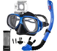 Equipo de esnórquel para miopía, juego de esnórquel seco para jóvenes adultos, máscara de buceo antivaho y esnórquel superior seco con soporte de cámara desmontable para buceo, esnórquel, buceo y buceo libre